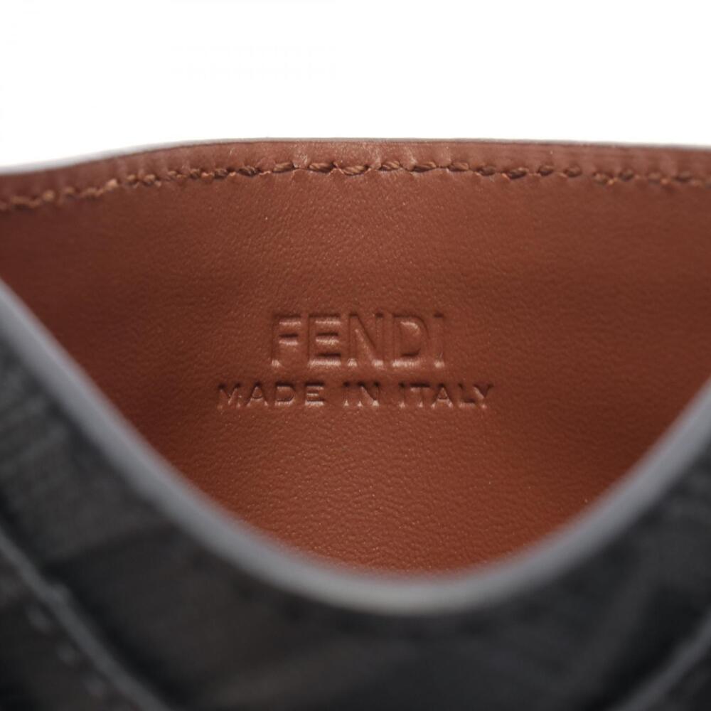 Fendi FF Square Card Case Leather Brown Black - Picture 4 of 4